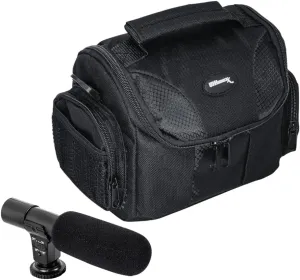 Ultimaxx Camera Carrying Case for Sony, Nikon, Canon, Olympus, Pentax, Panasonic & More with Uni-Directional Microphone with 3.5mm Stereo Plug & Mount for DSLR & Video Cameras  Complete Bundle!