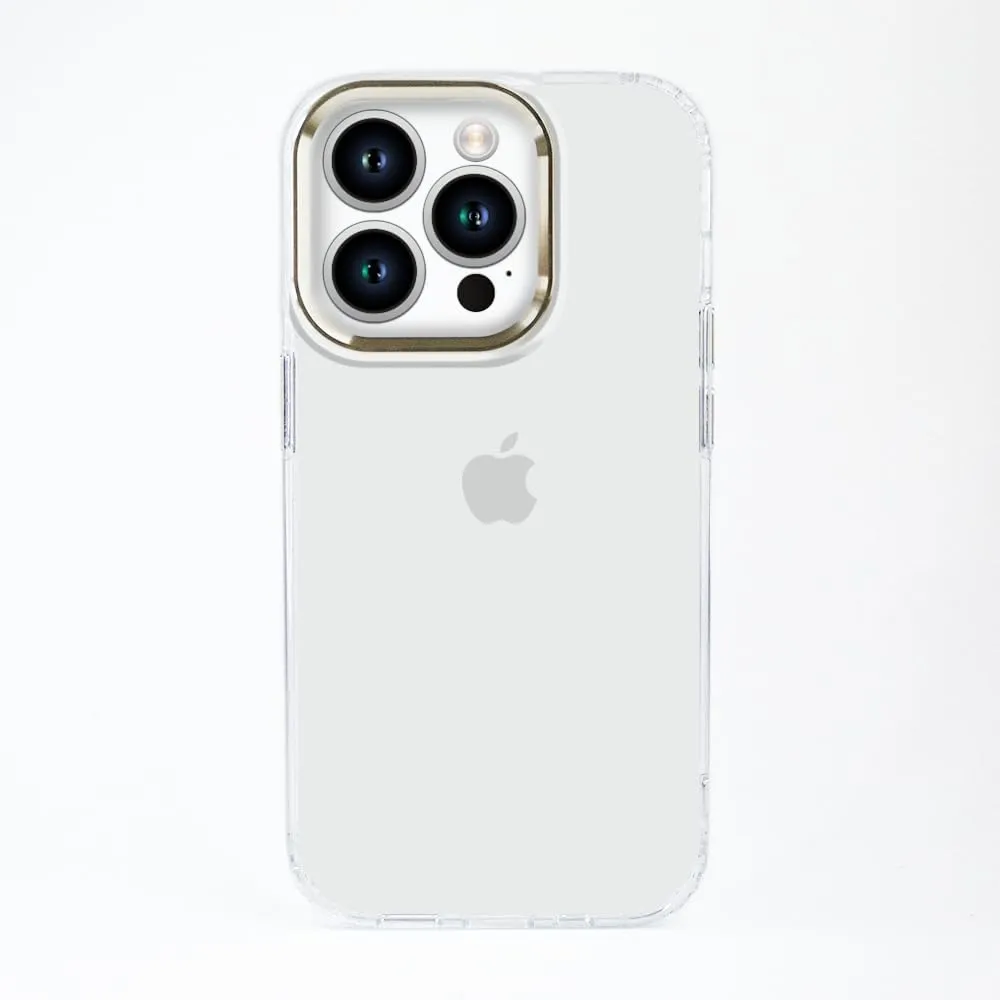 Ultra Hybrid Clear Phone Case with Gold Metal Frame for iPhone 13