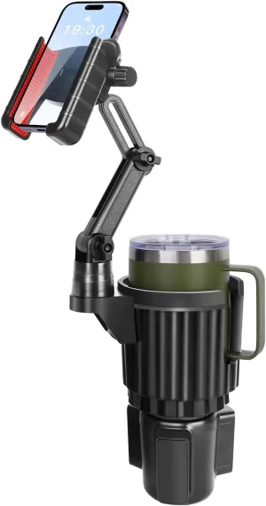 Upgraded Cup Phone Mount for Car, [Super Stable] 2 in 1 Car Cup Holder Expander with Offset Adjustable Base, Cell Phone Cup Holder Mount for Car Compatible with All Smartphones