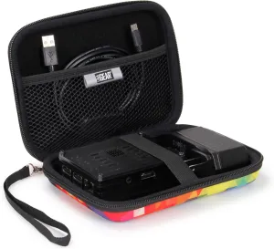 USA Gear Mini PC Case Compatible with Raspberry Pi 3, Raspberry Pi 4, Zero, and Model B Motherboard - Water Resistant, Accessory Storage, Wrist Strap, and Security Strap - Geometric