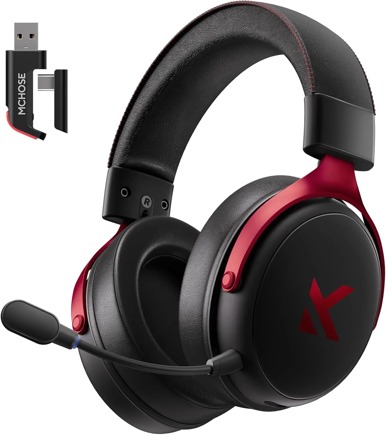 V9 PRO Wireless Gaming Headset 7.1 Surround Sound for PS5 PS4 PC SWITCH TOPSPEED Gaming Headphones, Noise Canceling Mic, 250Hr Battery, Low 15ms Latency, Lightweight, BT 5.3 FPS Games Black&Red