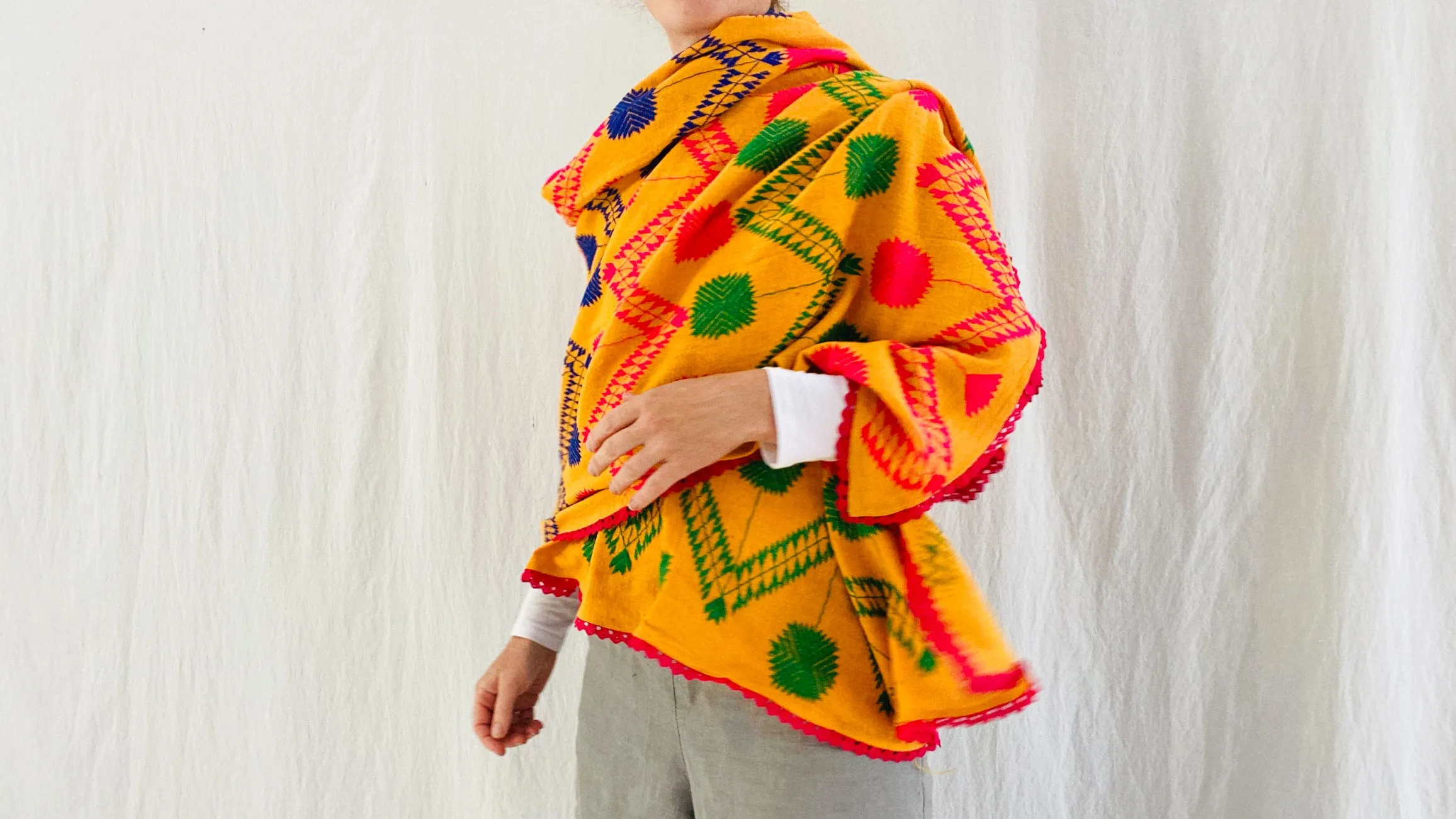 Vintage Indian Embroidered Shawl & Throw.  0130