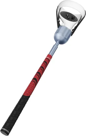 VR Golf Club Attachment for Meta Quest 2/Oculus Quest 2, Aluminum Quest 2 Golf Club Handle with Realistic Rubber Grip& 2 Straps, 1: 1 Molded Controller Adapter, Red