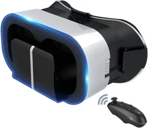 VR Headset 3D VR Glasses with Controller, Universal Virtual Reality Goggles for Kids & Adults, Anti-bluelight Eye Protection, Virtual Reality Helmet for Movies,TV & Video Games