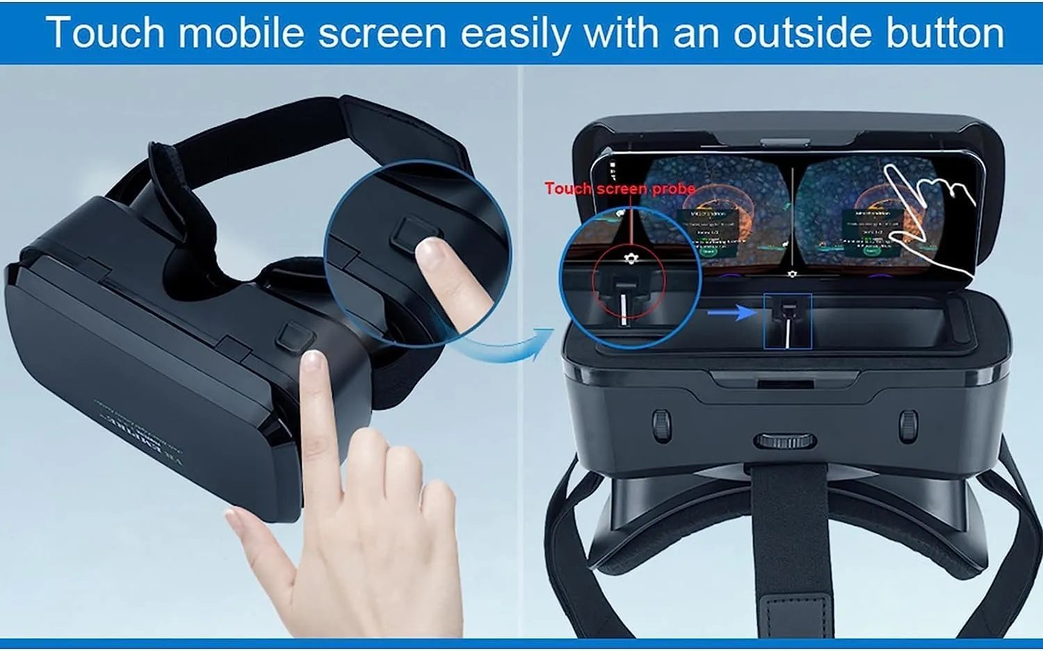 VR Headsets for Phone Cell Phone Virtual Reality headsets 3D Glasses Helmets VR Goggles for TV Movies Video Games Compatible to iOS Android Support 4.7 to 7.3 Mobile Screen (B95)