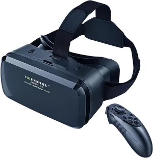 VR Headsets for Phone Cell Phone Virtual Reality headsets 3D Glasses Helmets VR Goggles for TV Movies Video Games Compatible to iOS Android Support 4.7 to 7.3 Mobile Screen with Controller (BR95)