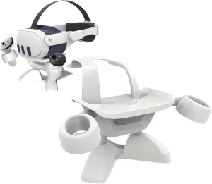VR Stand for Meta Quest 2/3, Oculus Quest 2, Rift, Rift S, Valve Index  VR Headset Display Holder & Storage Organizer for Headsets and Touch Controllers (White)