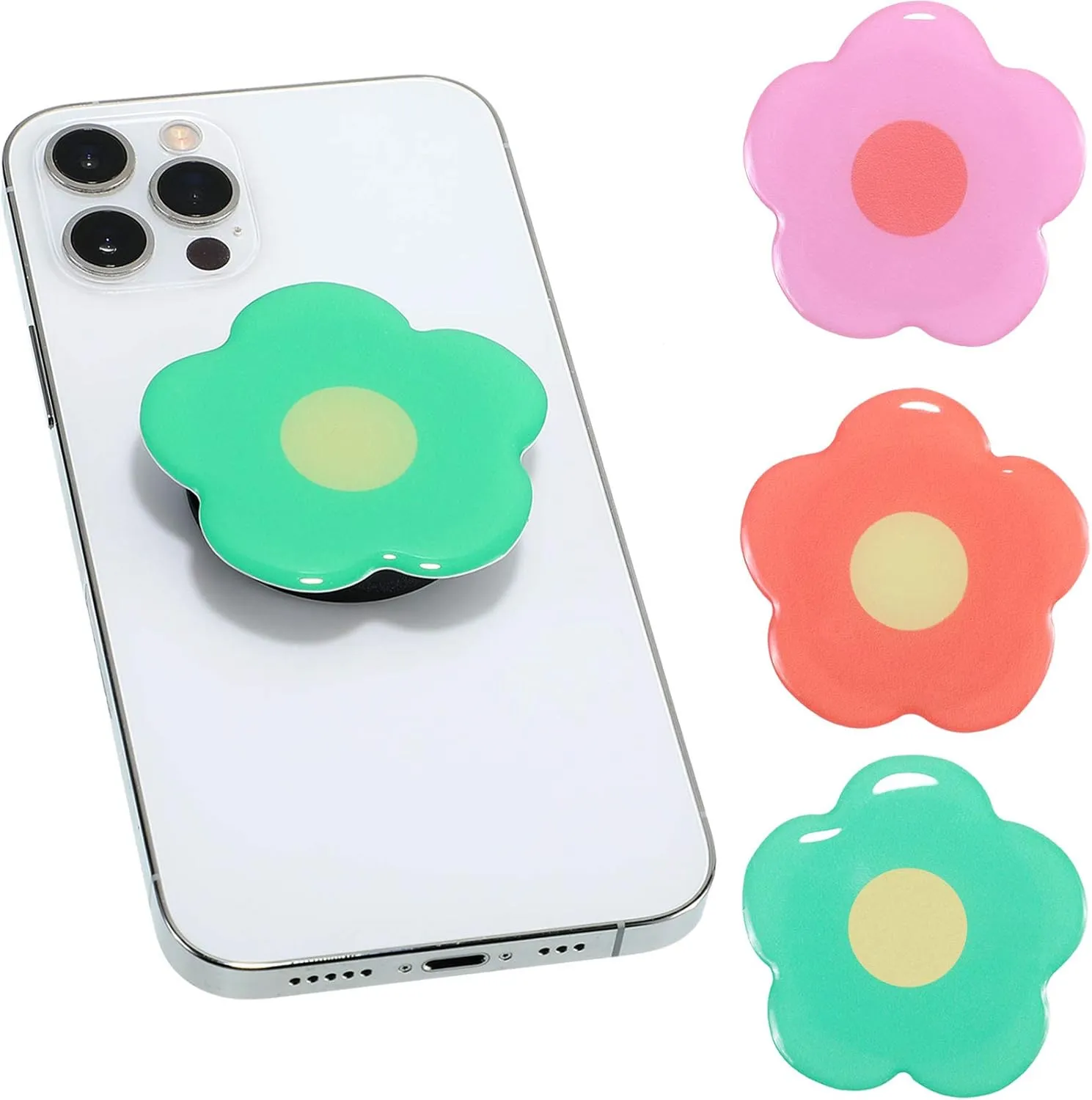 Weewooday 3 Pieces Phone Grip Holder Daisy Flower Expandable Collapsible Phone Holder Self Adhesive Cute 2D Grip Stand Holders for Smartphone Cell Accessories