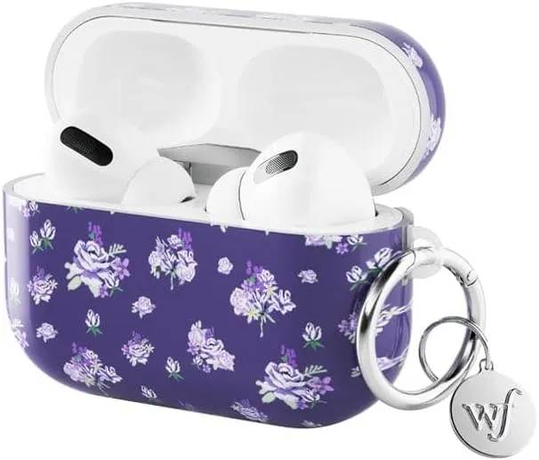 Wildflower Cases - Sugar Plum Floral Airpods Pro Gen 2 Case, Compatible with Apple Airpods Pro Gen 2 Only | Floral, Blue, Dark Purple, Trendy - Protective Cover, Keychain, Women Owned Small Business