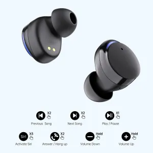 Wireless Earbuds, BT 5.0, IPX8, Built-in Mic, Charging Case & 21 Hrs Playtime, High-Fidelity Stereo, LED Case, Waterproof..., Color Black