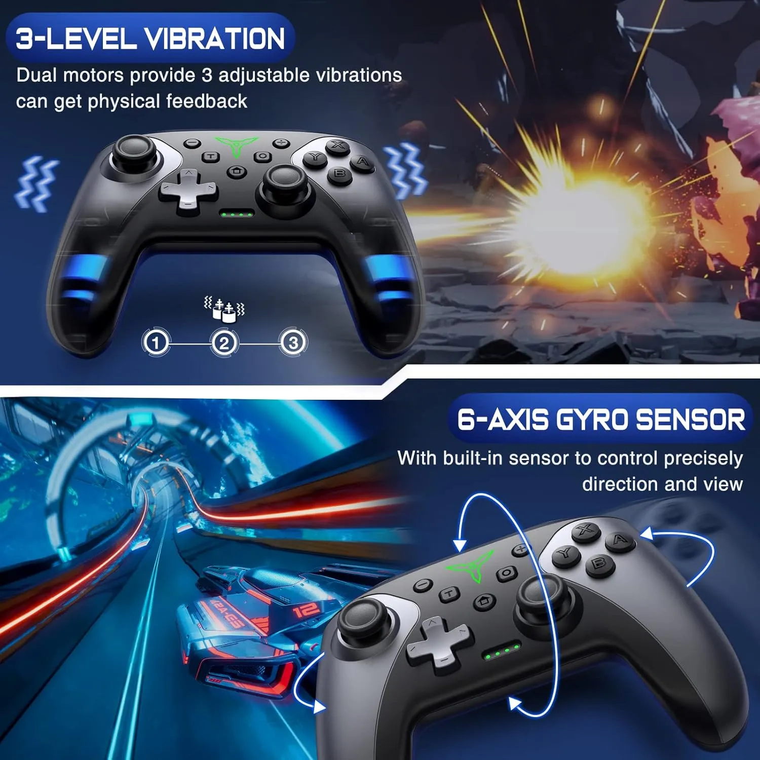 Wireless Switch Controller for Nintendo Switch/Lite/OLED Controller, Switch Controller with a Mouse Touch Feeling on Back Buttons, Extra Switch Pro Controller with Wake-up,Programmable, Turbo Function