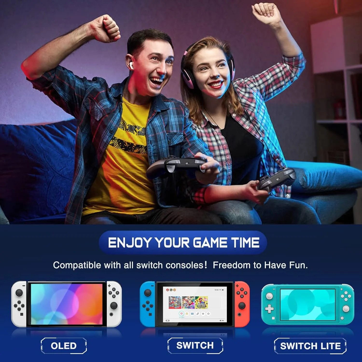 Wireless Switch Controller for Nintendo Switch/Lite/OLED Controller, Switch Controller with a Mouse Touch Feeling on Back Buttons, Extra Switch Pro Controller with Wake-up,Programmable, Turbo Function