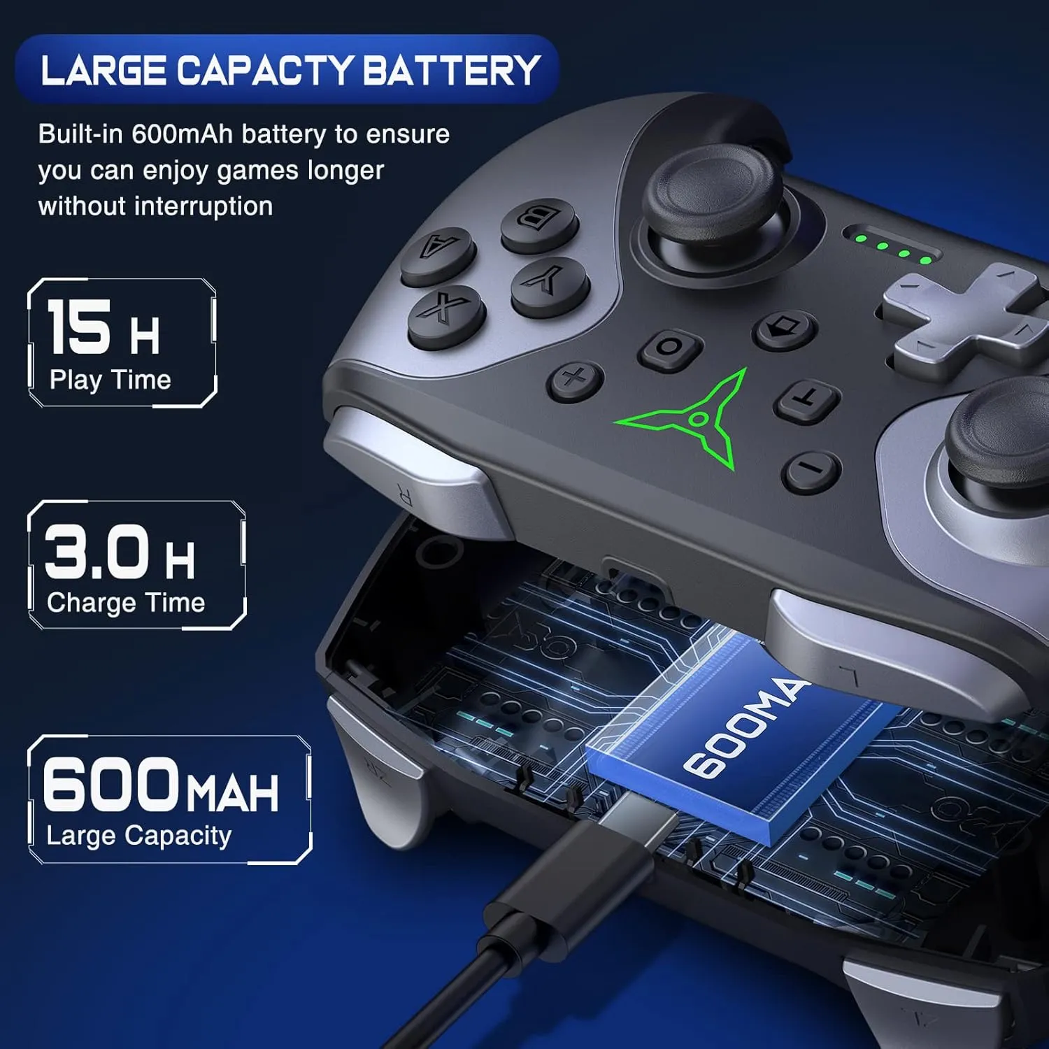 Wireless Switch Controller for Nintendo Switch/Lite/OLED Controller, Switch Controller with a Mouse Touch Feeling on Back Buttons, Extra Switch Pro Controller with Wake-up,Programmable, Turbo Function