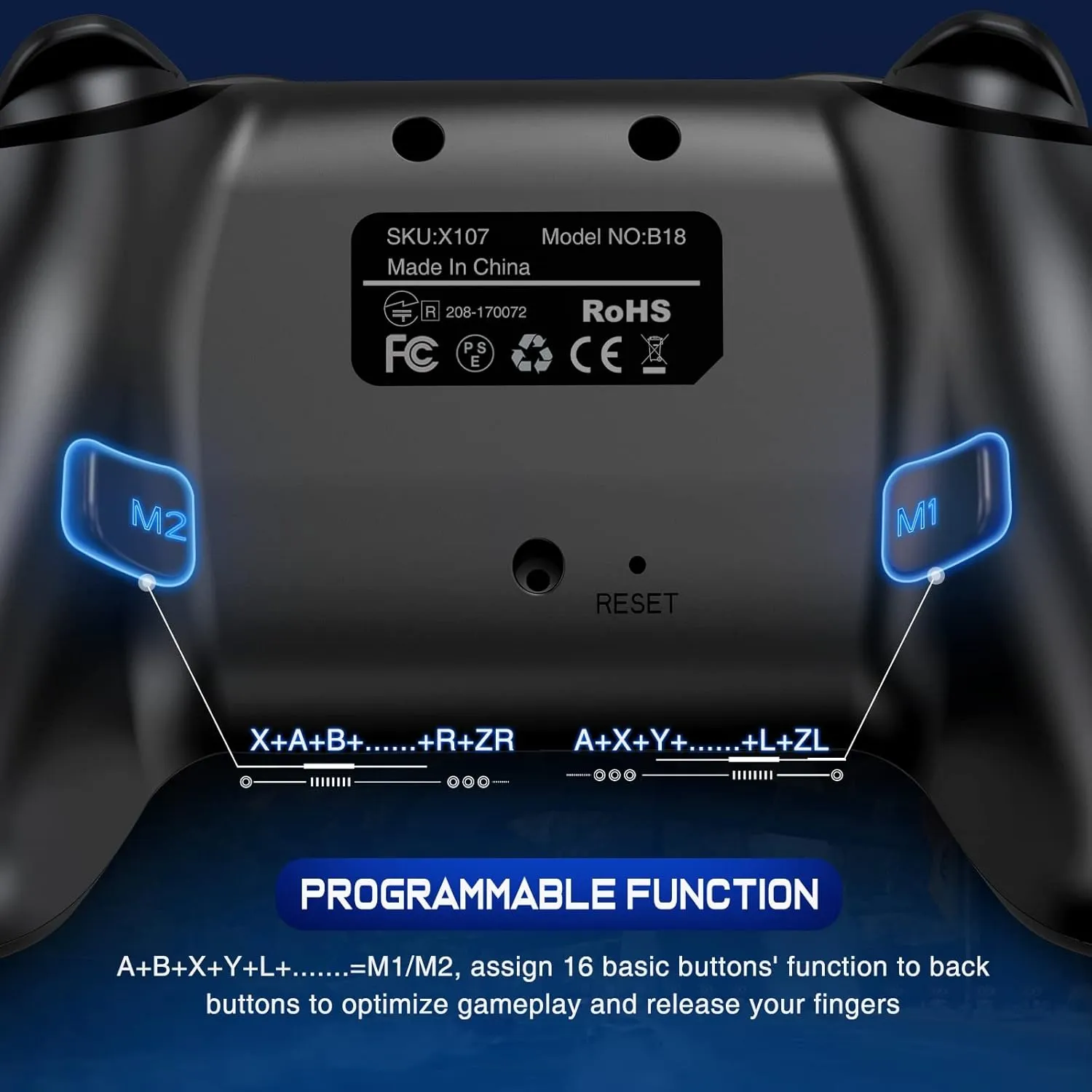 Wireless Switch Controller for Switch/Lite/OLED Controller, Switch Controller with a Mouse Touch Feeling on Back Buttons, Extra Switch Pro Controller with Wake-up,Programmable, Turbo Function