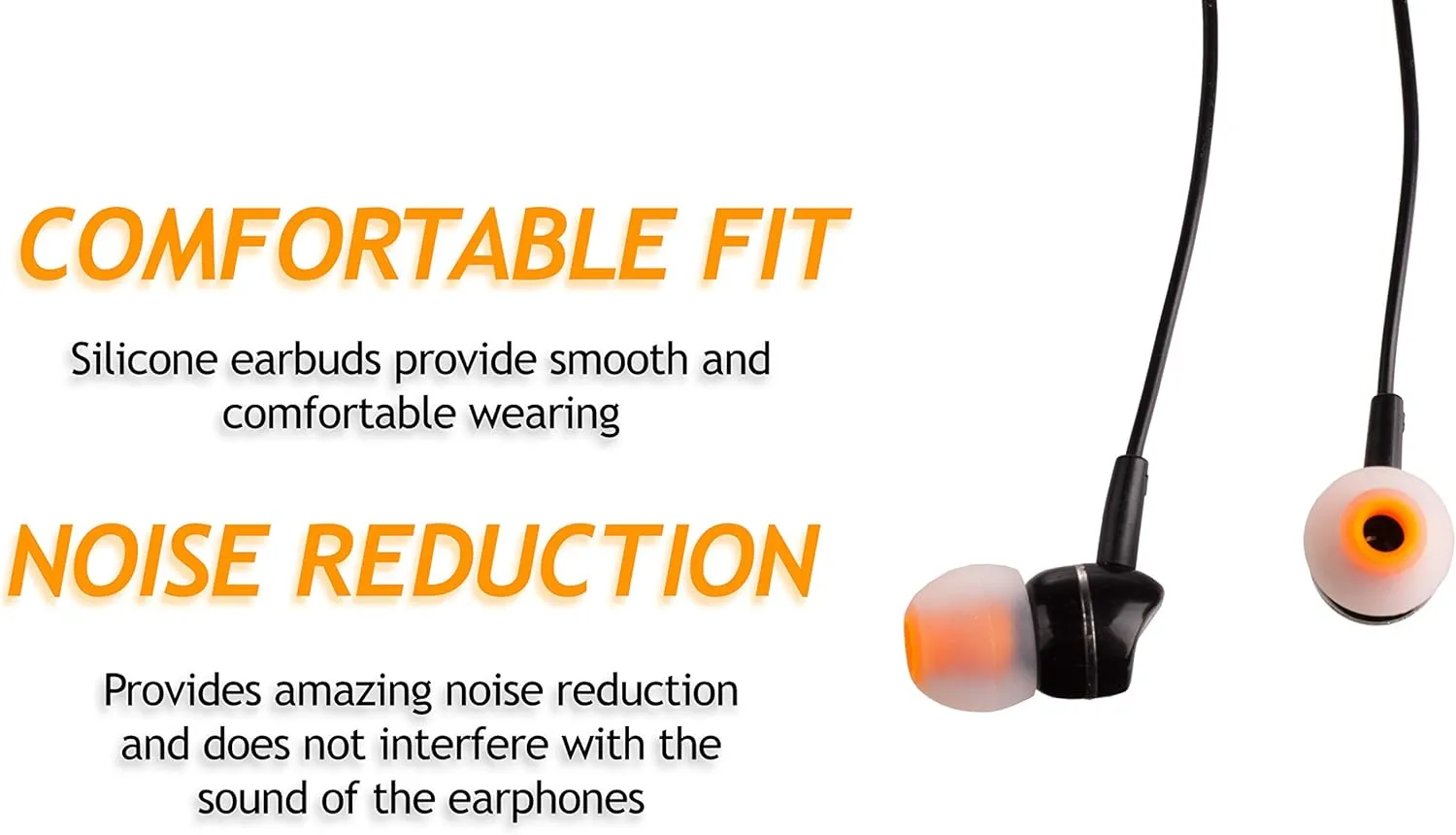 Xcessor (S/M/L  6 Pairs (12 Pieces) of Silicone Replacement in Ear Earphone S/M/L Size Earbuds  Replacement Ear Tips for Popular in-Ear Headphones. Transparent/Orange