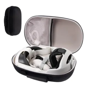 XINGFUDAO Hard Carrying Case Compatible with Meta Quest 3/Quest 3S (with Elite Strap) VR Headset and Controllers, Waterproof and Shockproof Portable Bag with Mesh Pocket for Accessories